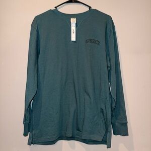 PINK Victoria’s Secret Long Sleeve Tee XS Oversized NWT Green